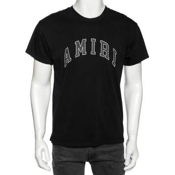 مملوكة مسبقًا Amiri Black Logo Printed Cotton Short Sleeve T-Shirt XS