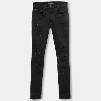 Pre Owned Amiri Black Denim Distressed Skinny Jeans S