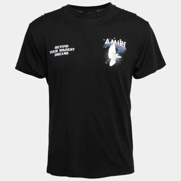 مملوكة مسبقًا Amiri Black Cotton Rainbow Dove Crew Neck T-Shirt XS