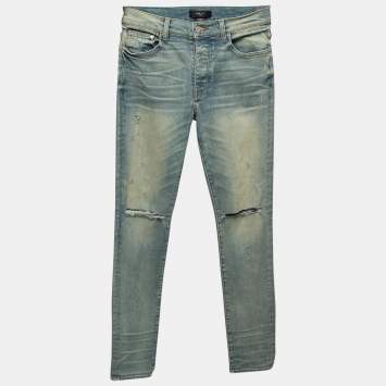 Amiri Blue Washed & Distressed Slim Fit Jeans S Waist 30
