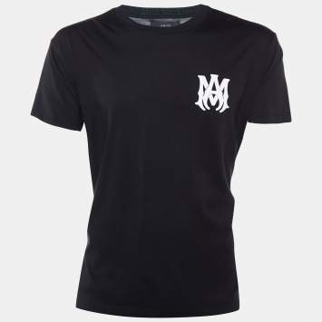 Pre Owned Amiri Black Logo Printed Cotton Knit T-Shirt S