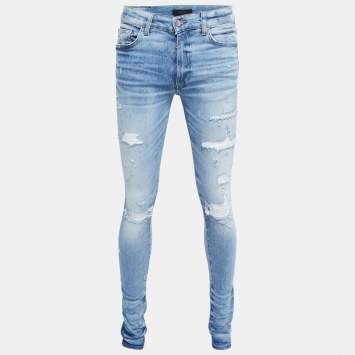 Pre Owned Amiri Blue Washed & Distressed Denim Jeans S Waist 30"