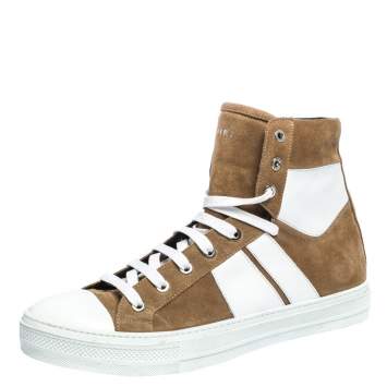 Pre Owned Amiri Tan/White Suede and Leather Sunset High Top Sneakers Size 42