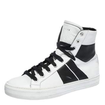 Pre Owned Amiri Black/White Leather Sunset Lace High Top Sneakers Size 42