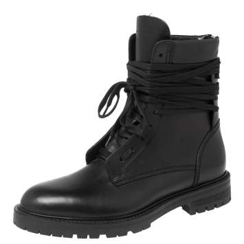 Pre Owned Amiri Black Leather Combat Boots Size 42