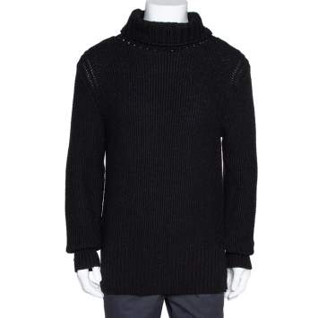 Pre Owned Ann Demeulemeester Black Alpaca Wool Knit Pepito Roll Neck Jumper M