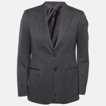 Pre Owned Armani Collezioni Grey Pinstripe Single Breasted Blazer M
