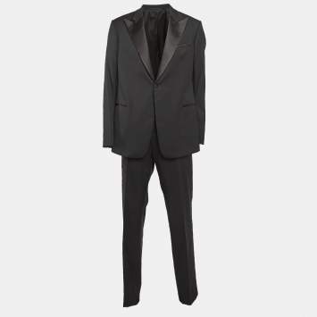 Pre Owned Armani Collezioni Black Wool Tailored Suit 4XL