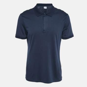 Pre Owned Armani Collezioni Navy Blue Cotton Polo T-Shirt XL
