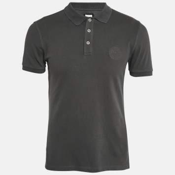 Pre Owned Armani Collezioni Grey Logo Embroidered Cotton Pique Polo T-Shirt L