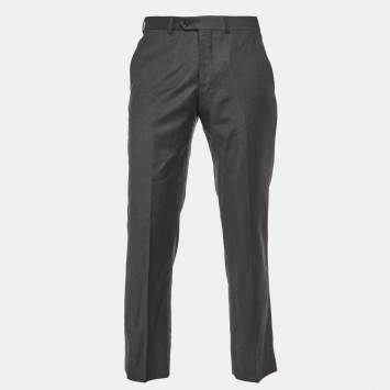 Pre Owned Armani Collezioni Charcoal Grey Wool Tailored Trousers M