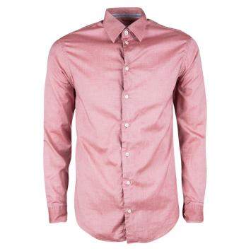 Pre Owned Armani Collezioni Pink Cotton Long Sleeve Button Front Shirt S