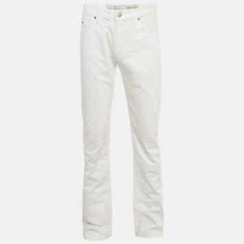 Pre Owned Armani Collezioni White Denim Slim Fit Jeans L Waist 35"