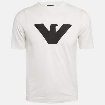 Armani Collezioni White Logo Embroidered Jersey T-Shirt XS