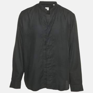 Pre Owned قميص أرماني كوليزوني بنمط أسود ومزيج قطن مقاس كبير جداً (اكسترا اكسترا لارج)