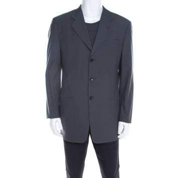 Pre Owned Armani Collezioni Grey Wool Tailored Blazer L