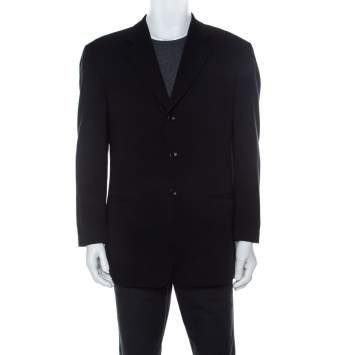 Pre Owned Armani Collezioni Navy Blue Wool Single Breasted Blazer XL 