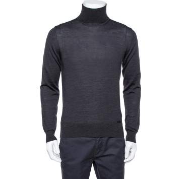 Pre Owned Armani Collezioni Black Wool Turtleneck Sweater XS