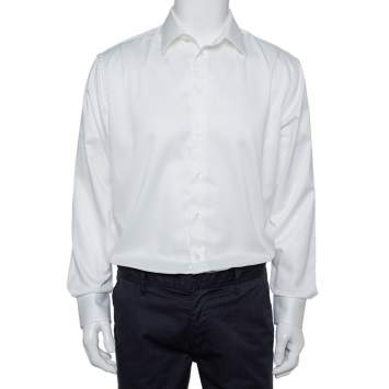Pre Owned Armani Collezioni White Cotton Button Front Modern Fit Shirt XL