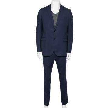 Pre Owned Armani Collezioni Navy Blue Wool Single Breasted Metropolitan Suit L
