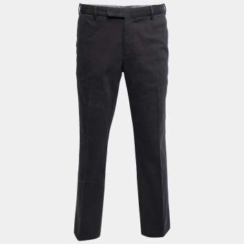 Pre Owned Armani Collezioni Black Cotton Tapered Pants XXL