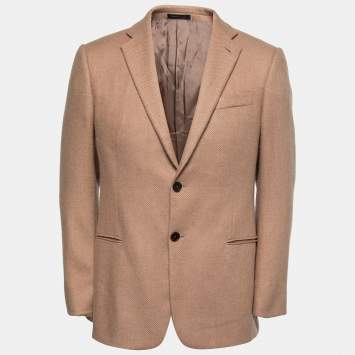 Pre Owned Armani Collezioni Beige Camel Single Breasted Blazer L