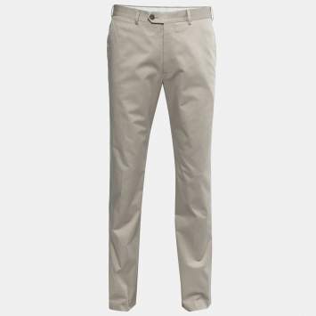Pre Owned Armani Collezioni Light Grey Cotton Trousers L