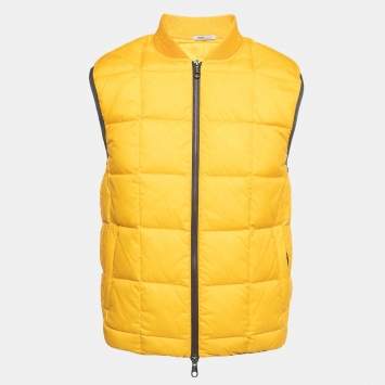Pre Owned Armani Collezioni Yellow Synthetic Sleeveless Down Jacket M