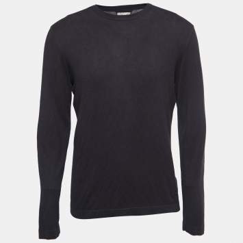 Pre Owned Armani Collezioni Navy Blue Knit Crew Neck Sweater S