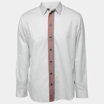 Pre Owned Armani Collezioni Grey Cotton Button Front Full Sleeve Shirt L