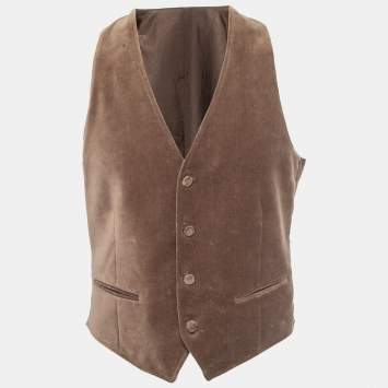 Pre Owned Armani Collezioni Brown Velvet Single Breasted Vest M