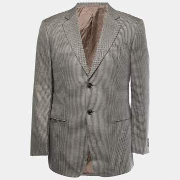 Pre Owned Armani Collezioni Multicolor Textured Wool Blend Blazer L