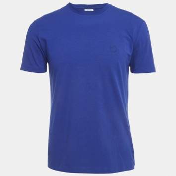 Pre Owned Armani Collezioni Blue Logo Print Cotton Short Sleeve T-Shirt XL
