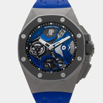 Pre Owned Audemars Piguet Royal Oak Concept Flying Tourbillon GMT 26589IO.OO.D030CA.01 Manual Winding Titanium Skeleton Dial Men's Wristwatch 44mm