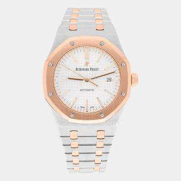 Pre Owned Audemars Piguet Royal Oak 15400SR.OO.1220SR.01 Automatic Silver 18k Rose Gold Stainless Steel Men's Wristwatch 41 mm