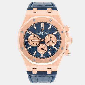 Pre Owned Audemars Piguet Royal Oak 26331OR.OO.D315CR.01 Automatic Blue 18k Rose Gold Men's Wristwatch 41 mm