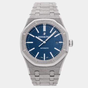Pre Owned Pre-Owned Audemars Piguet Royal Oak 15410BC.GG.1224BC.01 Blue Automatic 18k White Gold Men's Wristwatch 41 mm