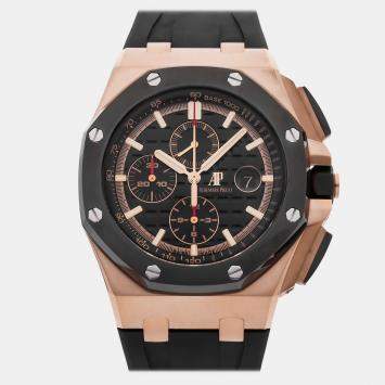 Pre Owned Pre-Owned Audemars Piguet Royal Oak Offshore Chronograph 26401RO.OO.A002CA.02 Black Automatic 18k Rose Gold Men's Wristwatch 44 MM