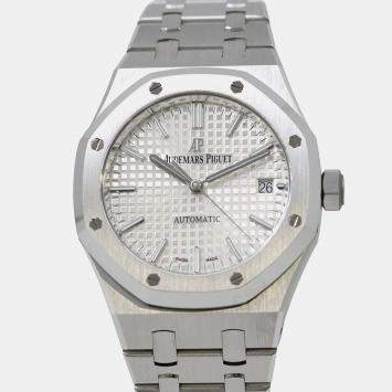 مملوكة مسبقًا ساعة يد رجالية أوديمار بيغيه رويال أوك 15450ST.OO.1256ST.01 أوتوماتيكية فضية ستانلس ستيل 37 مم