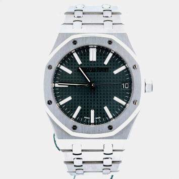 Pre Owned ساعة يد رجالية أوديمار بيغيه رويال أوك "الذكرى الخمسون" 15510ST.OO.1320ST.04 خضراء ستانلس ستيل أوتوماتيكية 41 ملم