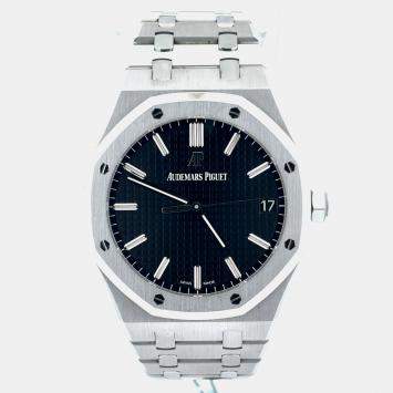 Pre Owned ساعة رجالية أوديمار بيغيه رويال أوك 15500ST.OO.1220ST.03 فولاذ مقاوم للصدأ أسود تلقائية 41 مم