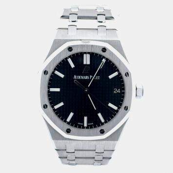 Pre Owned ساعة رجال أوديمار بيغه رويال أوك 15500ST.OO.1220ST.03 ستانلس ستيل أسود أوتوماتيكية 41 ملم