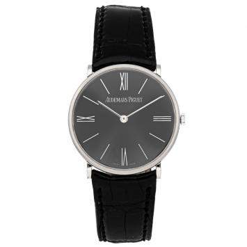 Pre Owned Audemars Piguet Grey Platinum Jules Audemars 14667PT.OO.A001CR.01 Men's Wristwatch 32 MM