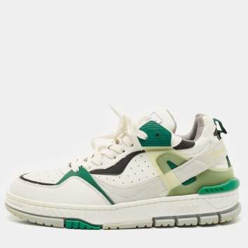 Axel Arigato White/Green Leather and Suede Astro Low Top Sneakers Size 41