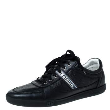 Pre Owned Baldinini Blue Perforated Leather Lace Up Sneakers Size 44