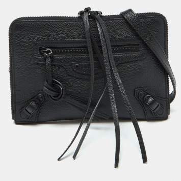 Pre Owned Balenciaga Black Leather Neo Classic Clutch