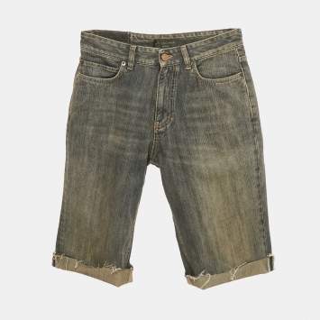 Pre Owned Balenciaga Unisex Blue Faded Raw Edge Shorts M