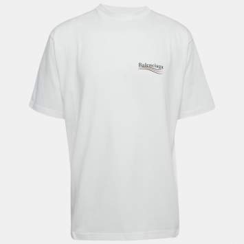Balenciaga White Printed Cotton Oversized T-Shirt S Balenciaga