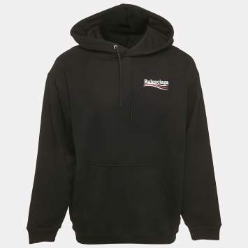 مملوكة مسبقًا Balenciaga Black Political Campaign Cotton Hoodie L