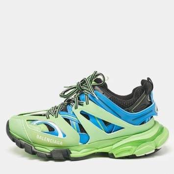 Pre Owned Balenciaga Multicolor Faux Leather and Mesh Track Sneakers Size 41